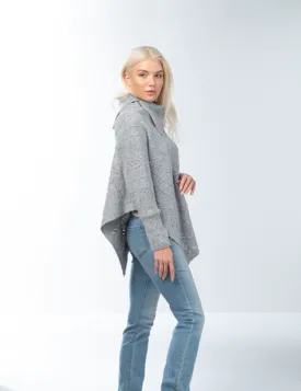 Split Neck Poncho with Arms