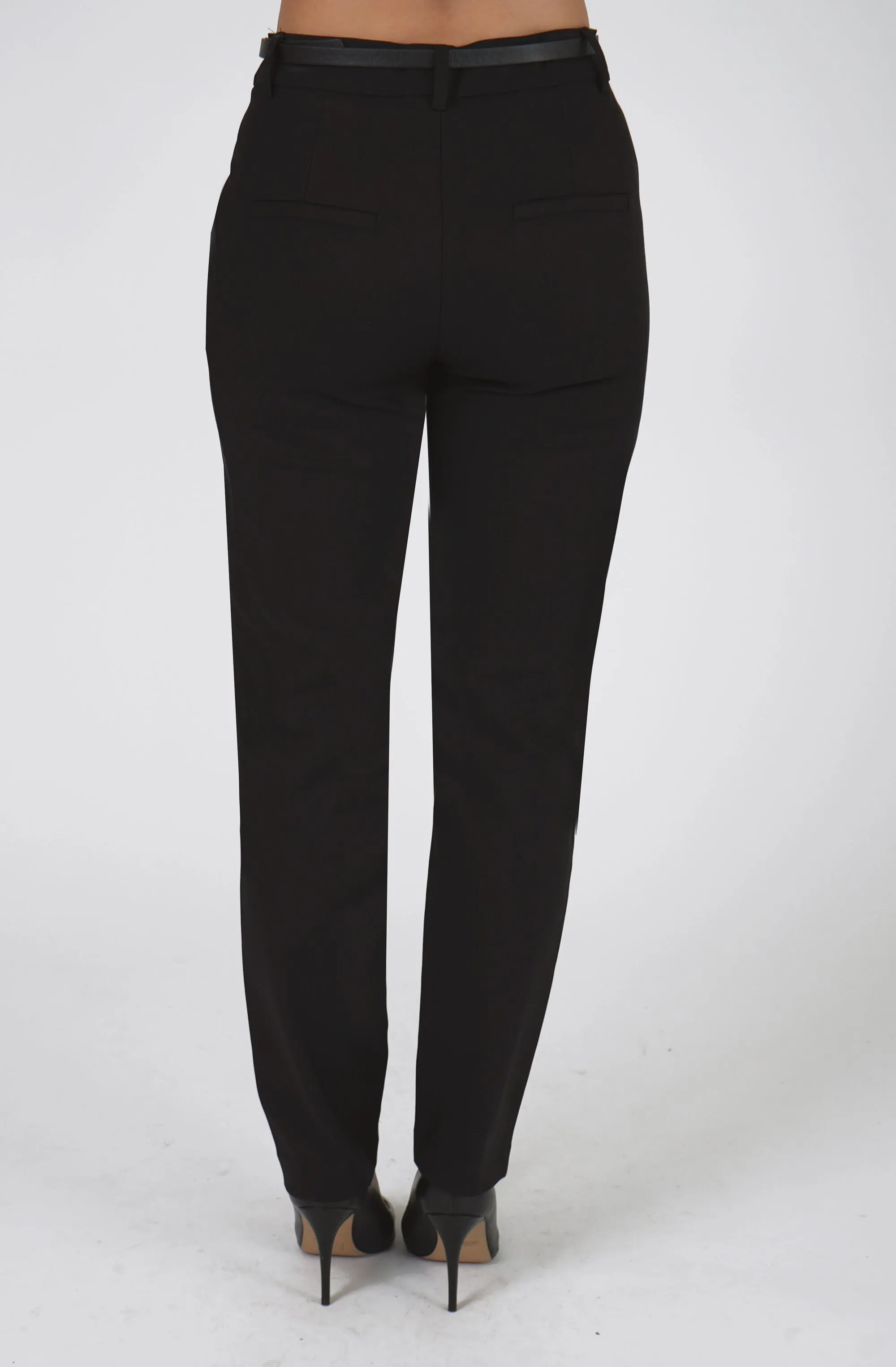 Straight Leg Pant with Gold Buckle Belt