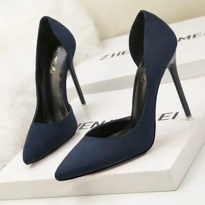 Suede High Pumps Pointed Toe Office Heels