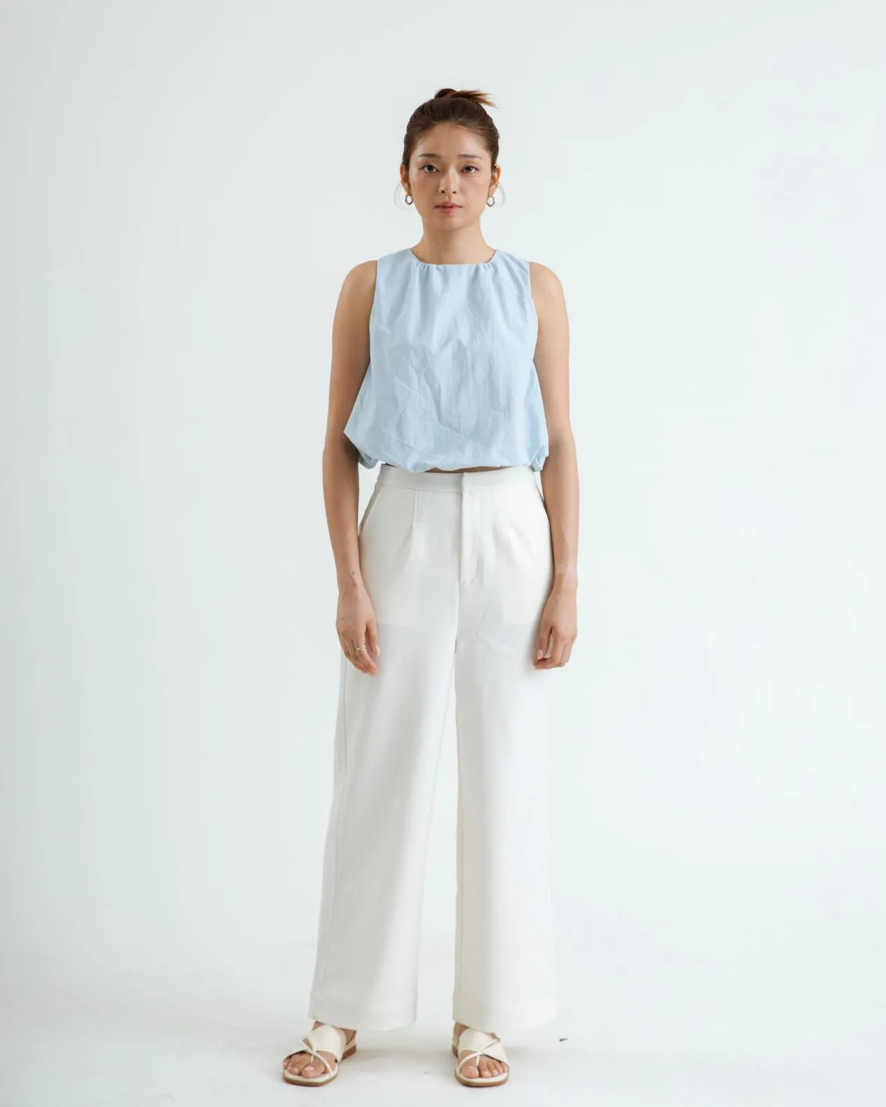 Tara High Waist Trousers (White)