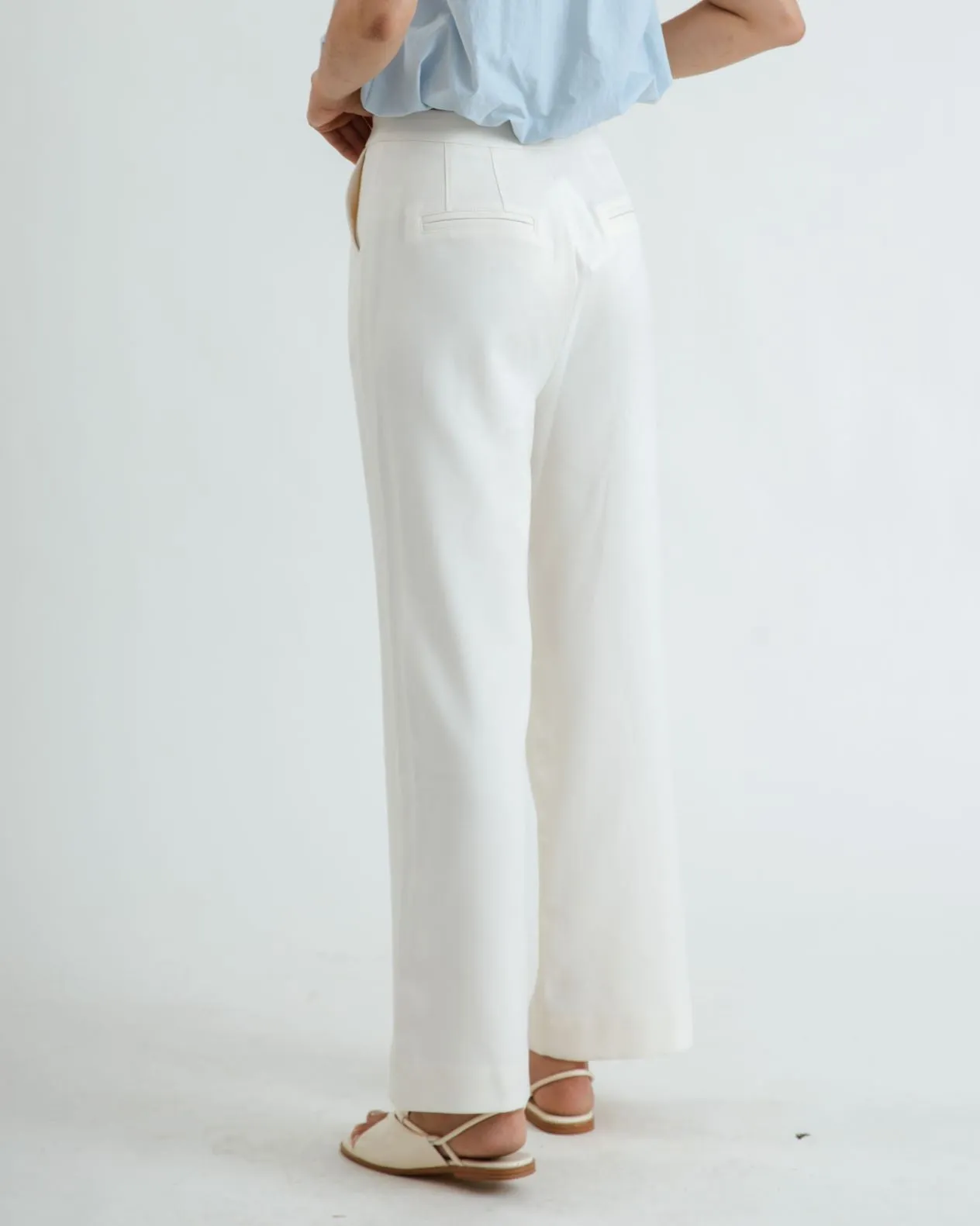 Tara High Waist Trousers (White)