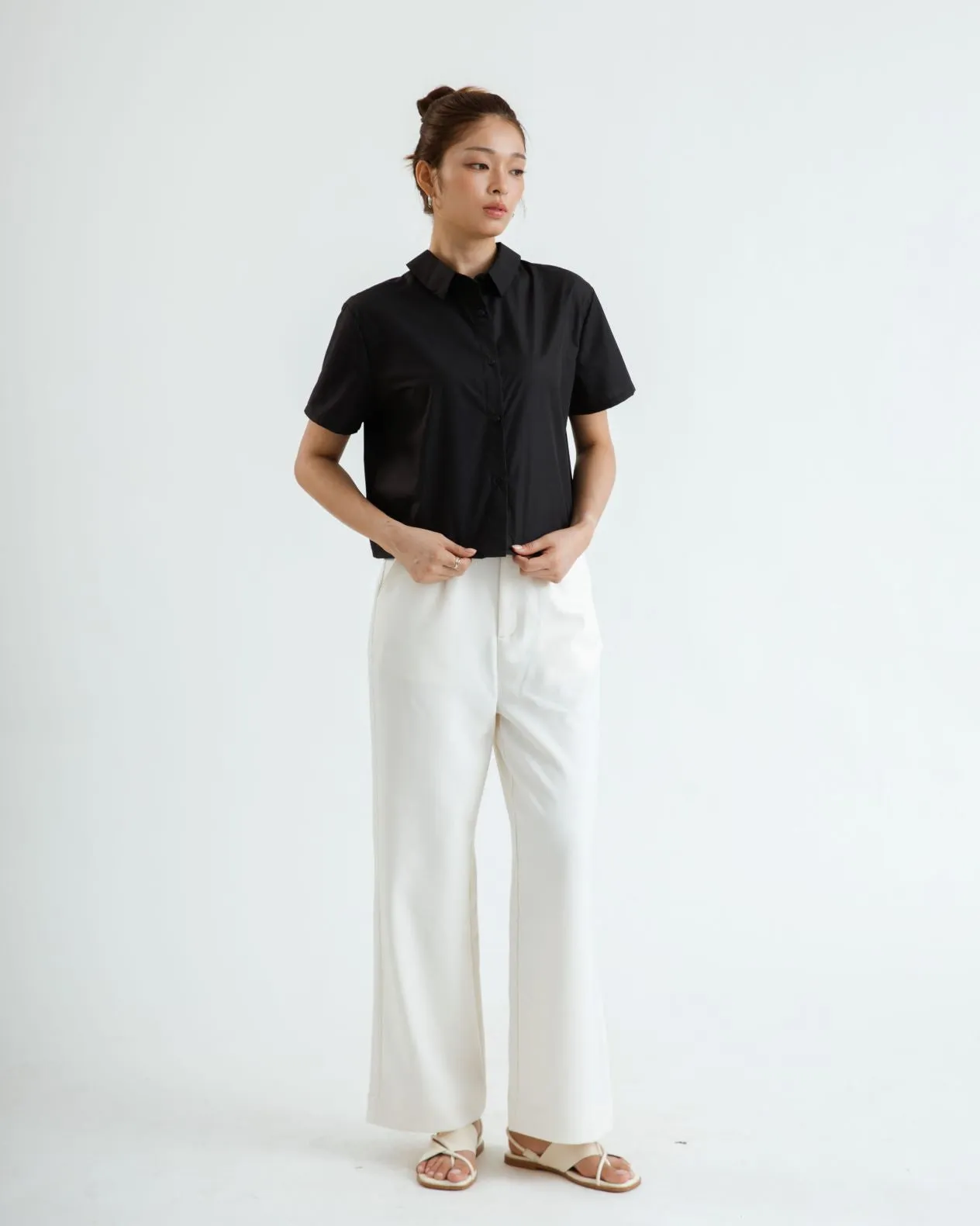 Tara High Waist Trousers (White)
