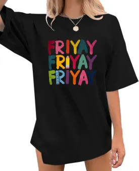 Teacher Shirts for Women Fri Yay Teacher Oversized Shirts Teacher Team Appreciation Gift Letter Printed Tee Tops