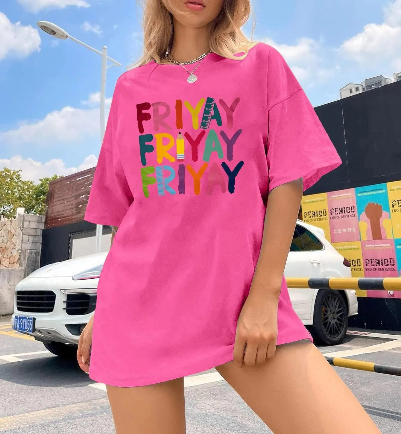 Teacher Shirts for Women Fri Yay Teacher Oversized Shirts Teacher Team Appreciation Gift Letter Printed Tee Tops