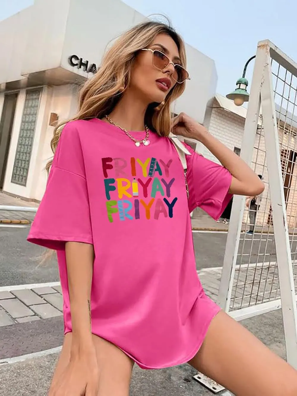 Teacher Shirts for Women Fri Yay Teacher Oversized Shirts Teacher Team Appreciation Gift Letter Printed Tee Tops