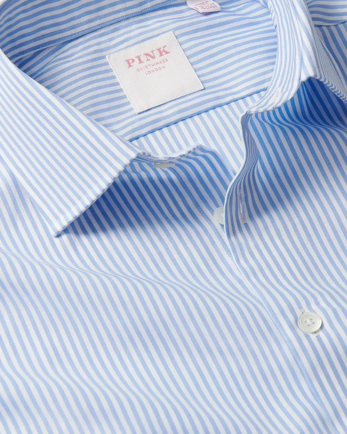 Thomas Pink Bengal Stripe Shirt Pale Blue White