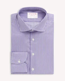 Thomas Pink Classic Fit Formal Twill Stripe Shirt Purple/White