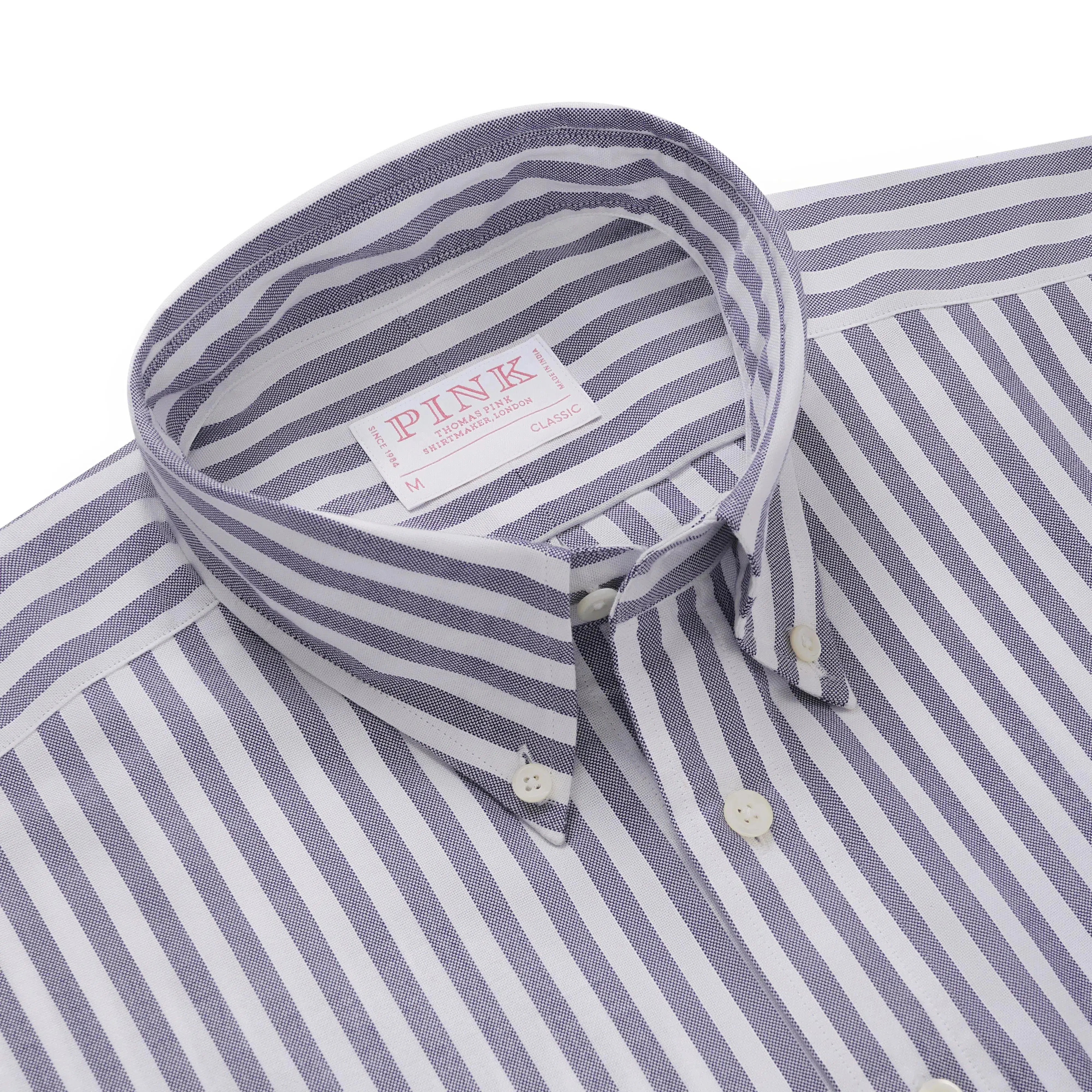 Thomas Pink Shirt Classic Fit  Stripe Blue Cotton