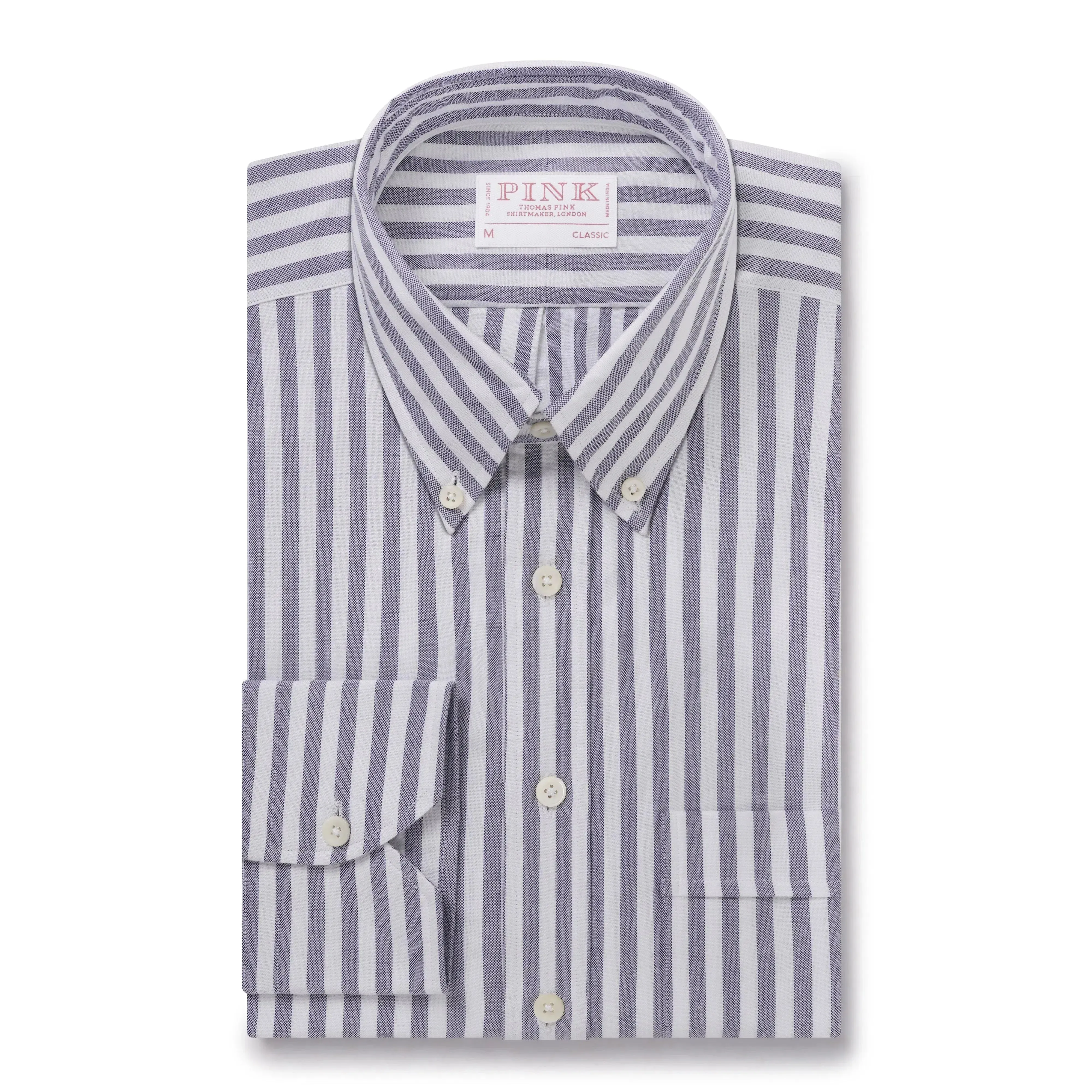 Thomas Pink Shirt Classic Fit  Stripe Blue Cotton