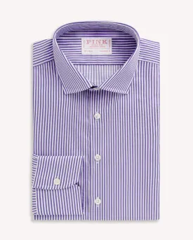 Thomas Pink Tailored Fit Formal Twill Stripe Shirt Purple/White