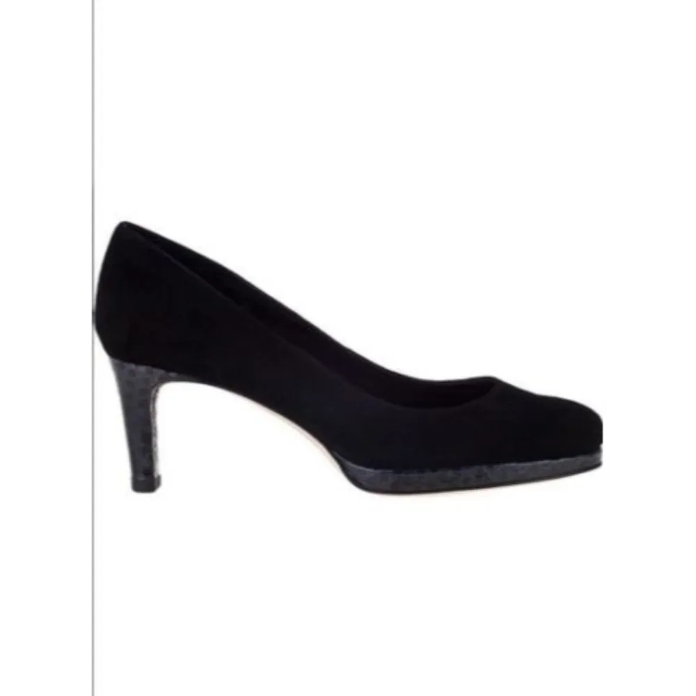 Vaneli Women's Finlay Black Suede Leather Platform Pump