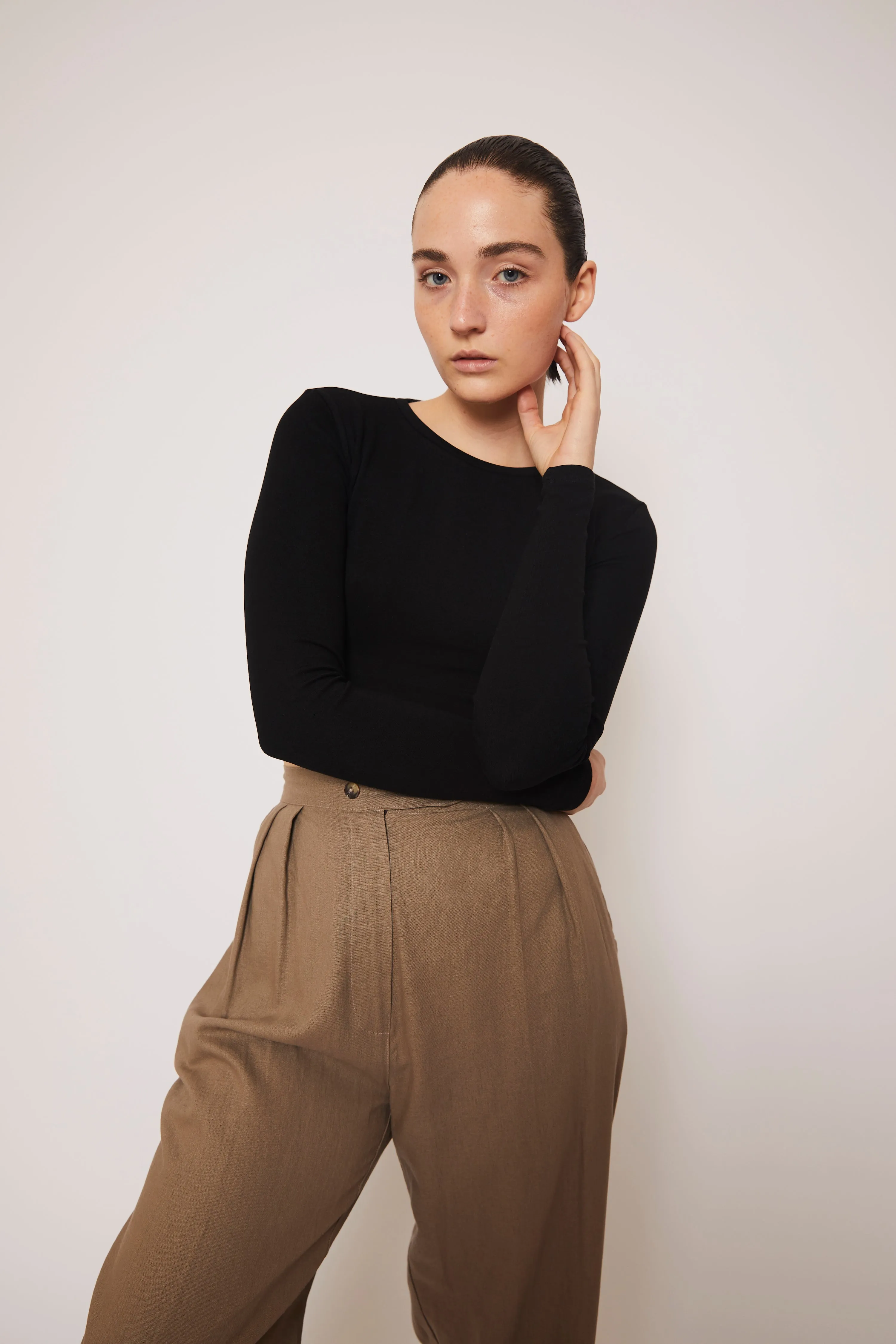 Washable Linen Relaxed Fit Pants- Fawn