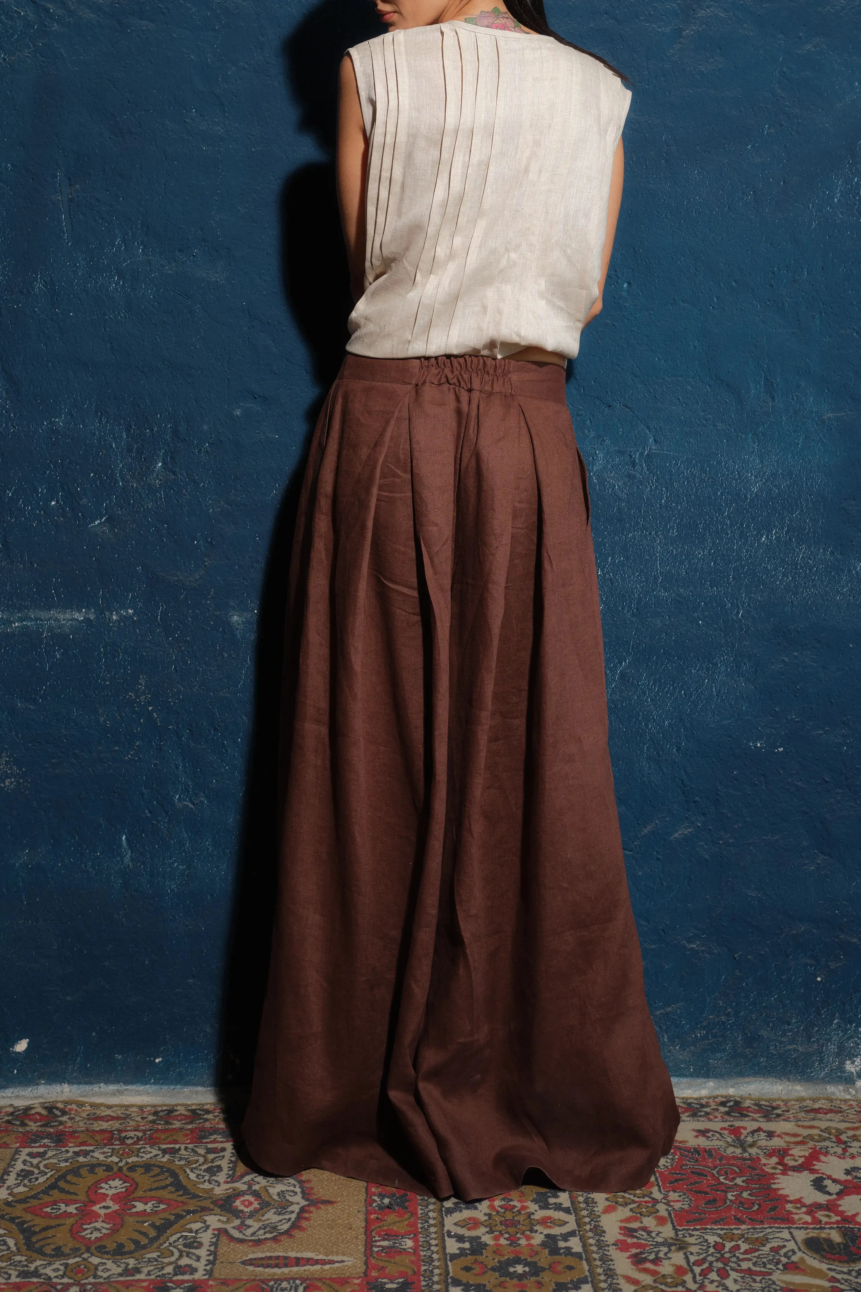 Wide leg linen skirt pants