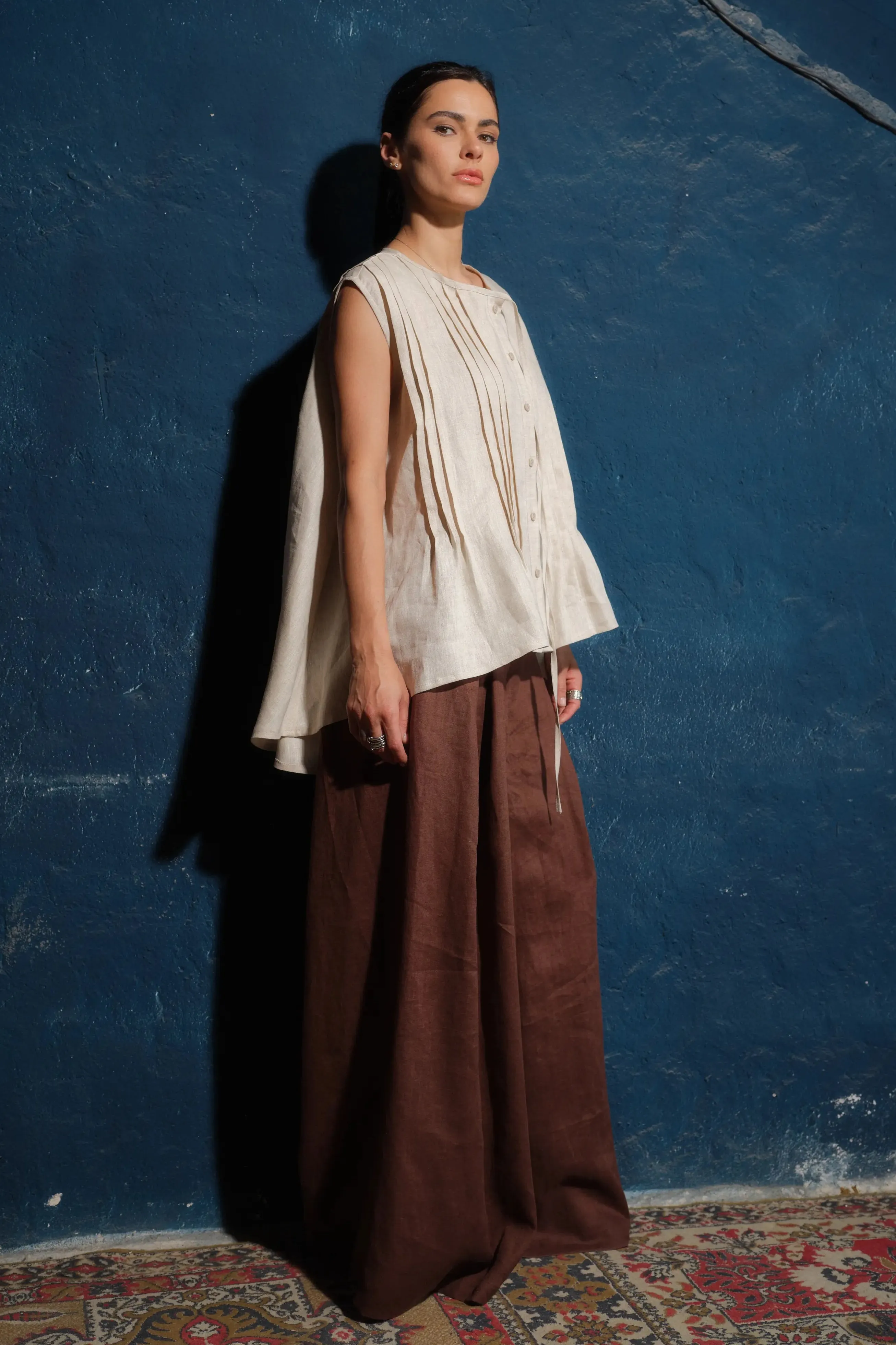 Wide leg linen skirt pants
