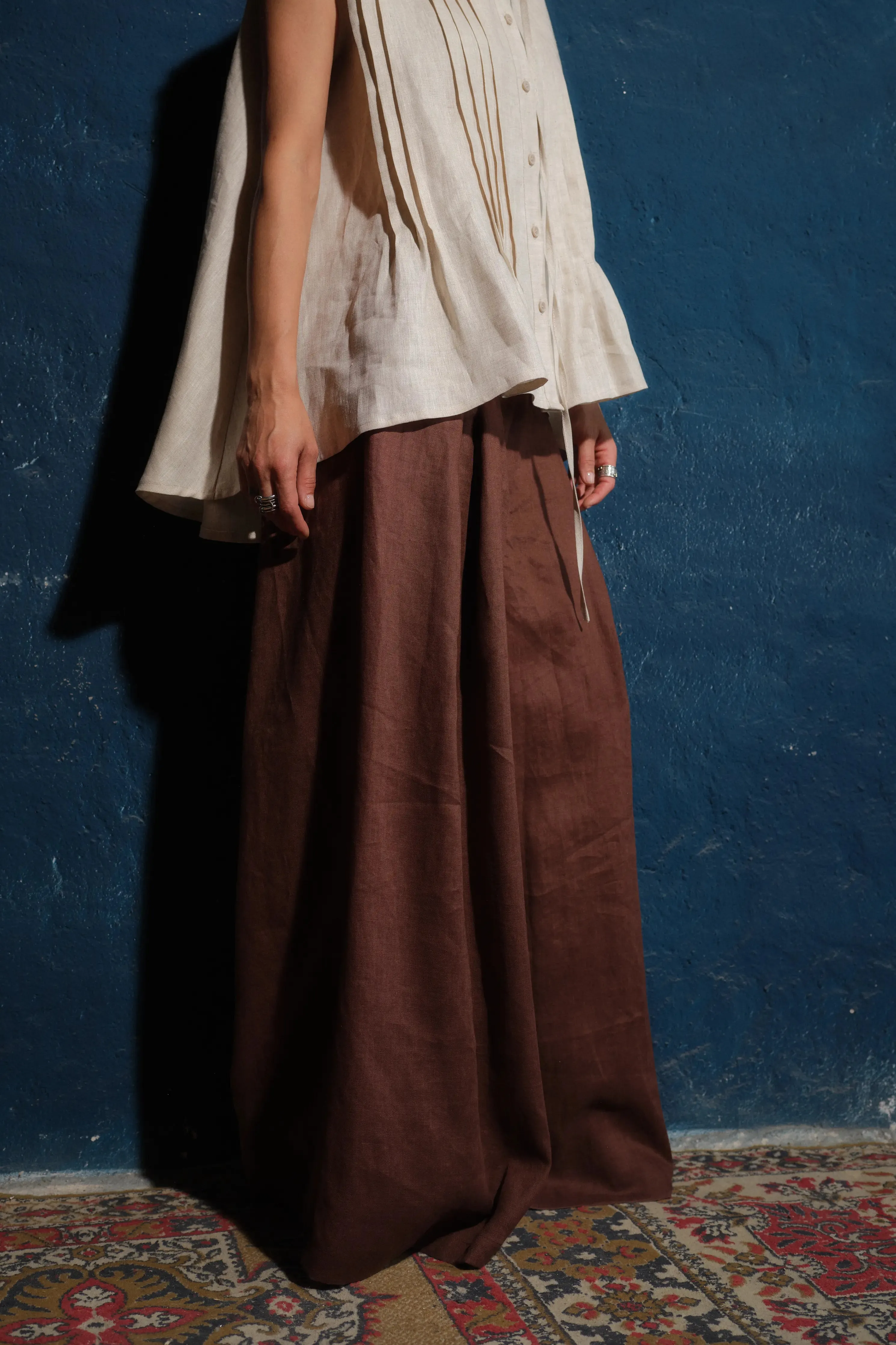 Wide leg linen skirt pants