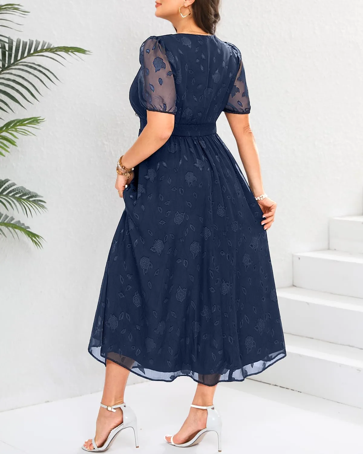 Women Plus Size Summer Dress - Easter Spring Floral Wedding Guest Maxi Long Dress